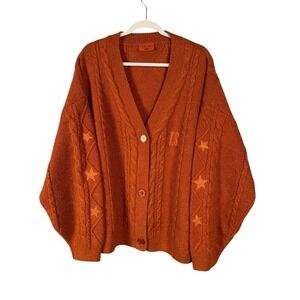 Taylor Swift Life of a Showgirl Orange Shimmer Knit Chunky Cardigan XL 2XL Merch